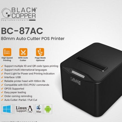 BlackCopper BC87AC 80mm Thermal Receipt Printer With Auto Cutter
